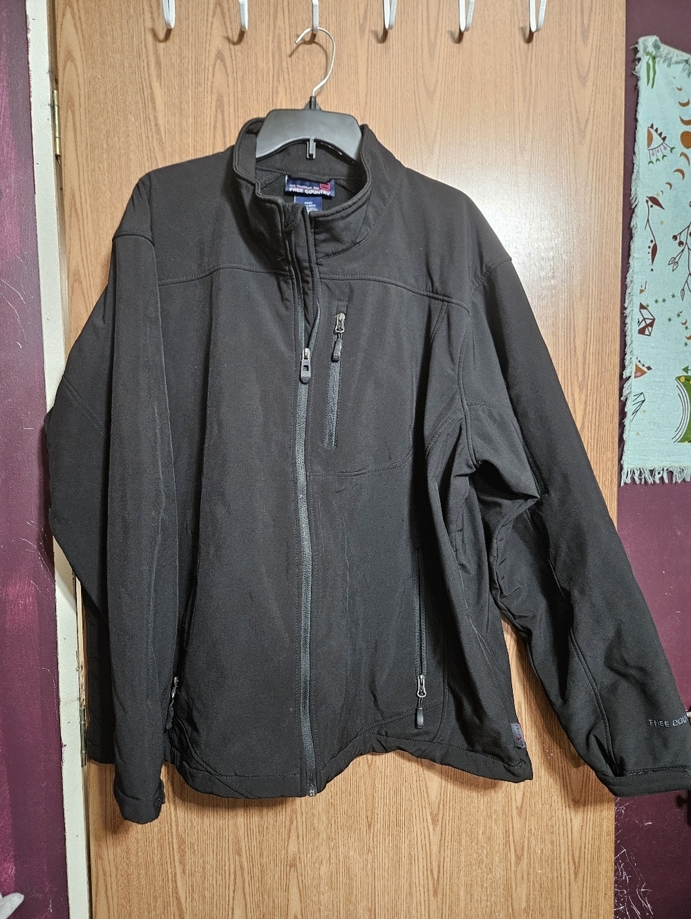 Free Country Mens Full Zip Fleece Lined Windbreaker Jacket Black Soze 2X!